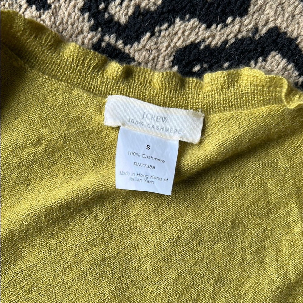 J.Crew Featherweight Cashmere Short Sleeve Cardigan Light Chartreuse - Picture 6 of 8